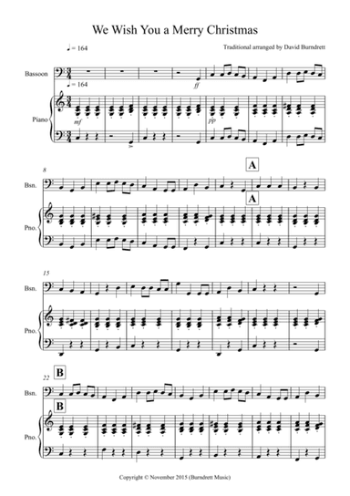 We Wish You a Merry Christmas for Bassoon and Piano (arr. David Burndrett)