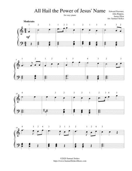 All Hail the Power Jesus' Name (James Ellor) - for easy piano (arr. Samuel Stokes)