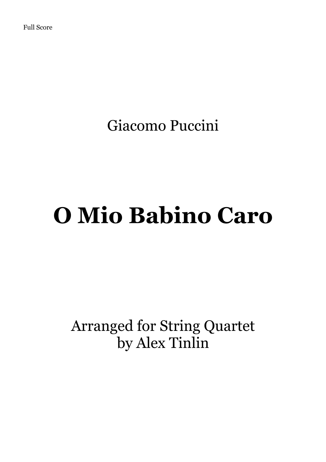 O Mio Babino Caro (arr. Alex Tinlin)