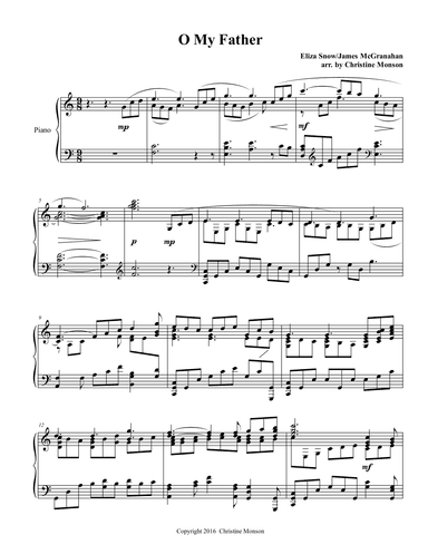 O My Father - piano solo, advanced (arr. Christine Monson)
