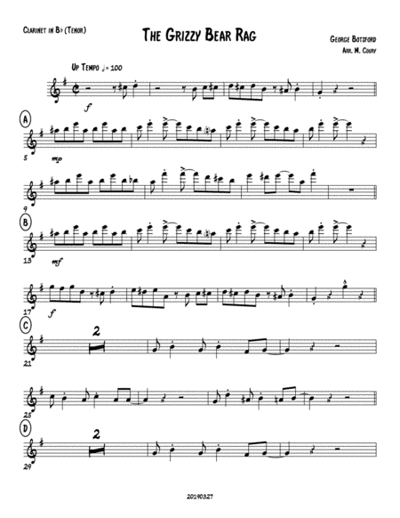 Grizzly Bear Rag - All Parts (arr. Michael Coury)