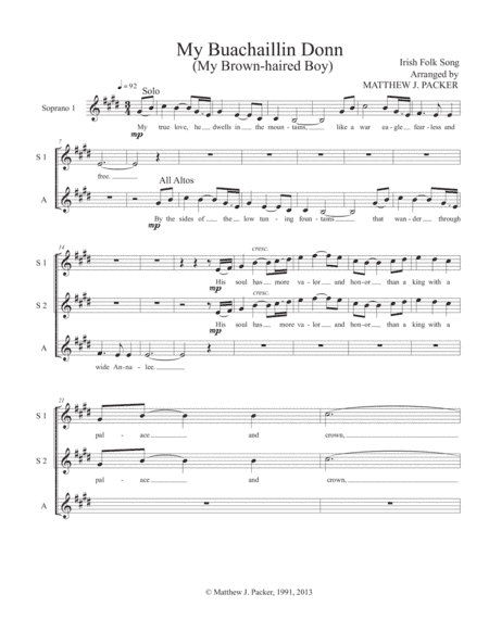 My Buachallin Donn (My Brown-Haired Boy) (arr. Matthew J. Packer)