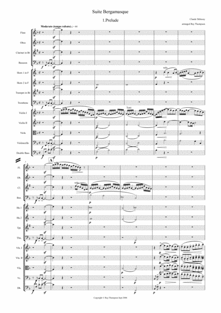 Debussy: Suite Bergamasque Mvt.1 Prelude - chamber orchestra (arr. Ray Thompson)