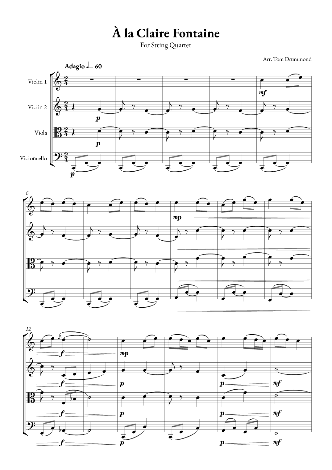 À la Claire Fontaine (arr. Tom Drummond)