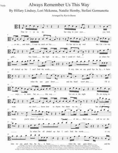 Always Remember Us This Way (arr. Kevin Busse)