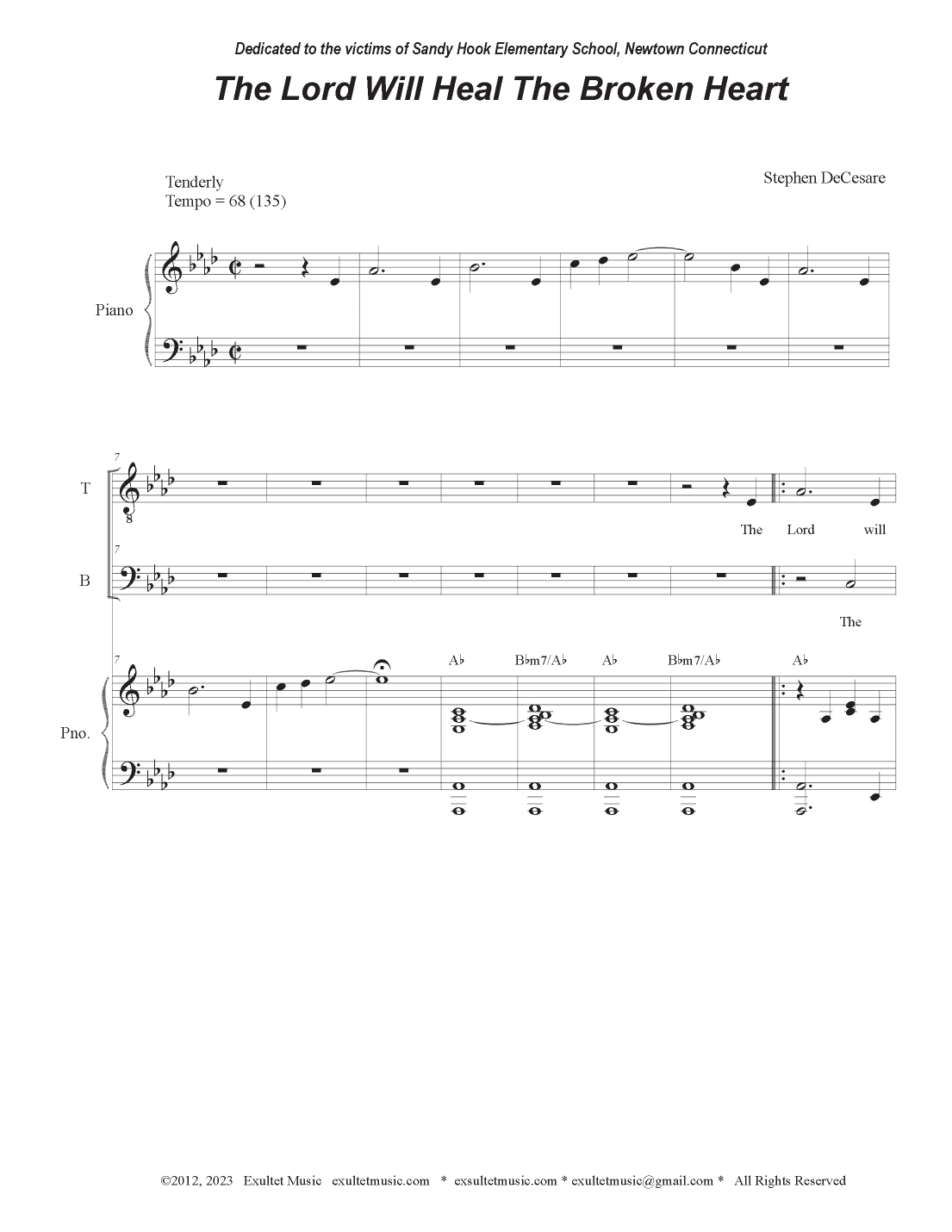 The Lord Will Heal The Broken Heart (2-part choir - (TB)
