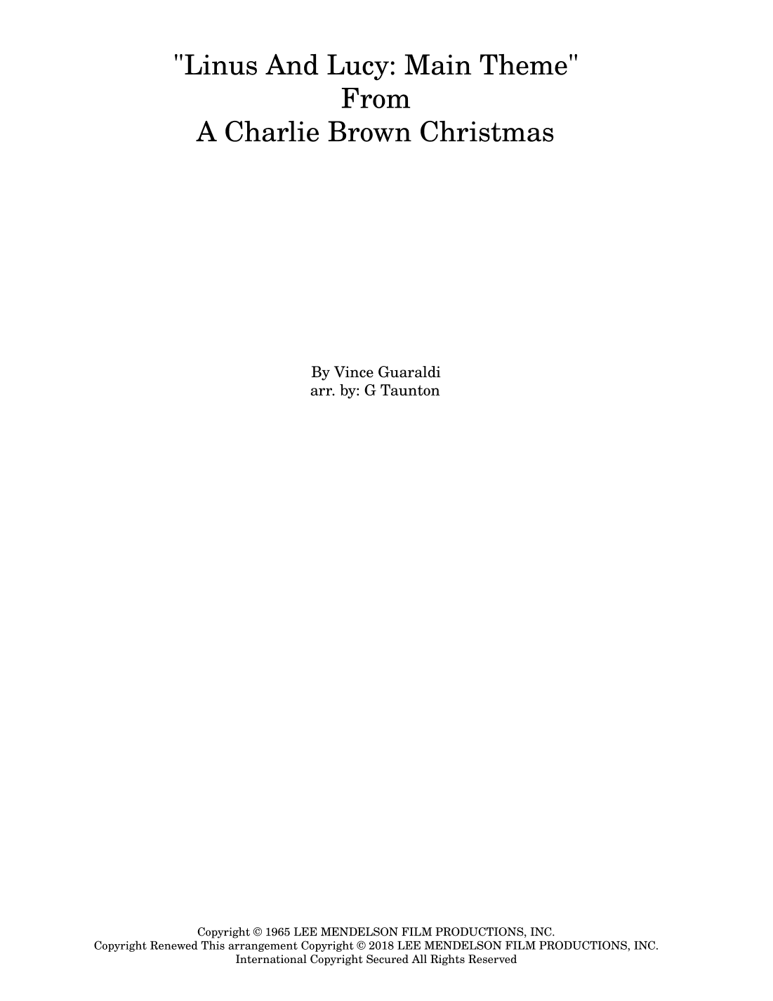 Linus And Lucy (arr. Gilbert Taunton)
