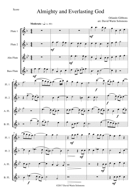 Almighty and everlasting God for flute quartet (arr. David Warin Solomons)