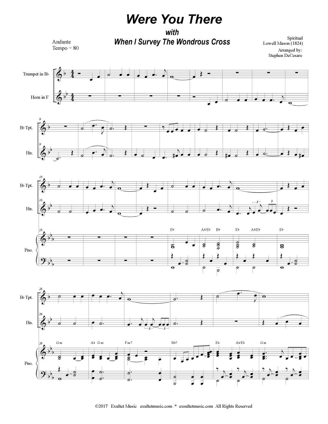 Were You There (with "When I Survey The Wondrous Cross") (Duet for Bb-Trumpet & French Horn) (arr. Stephen DeCesare)