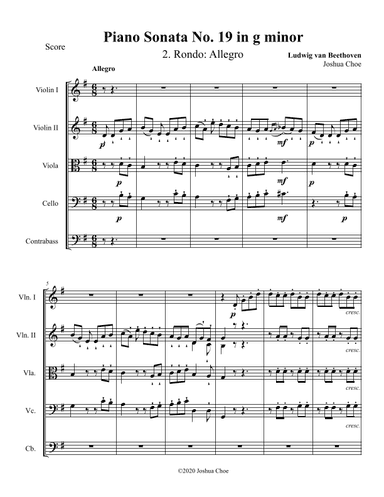 Piano Sonata No. 19, Movement 2 (arr. Joshua Choe)