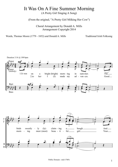 It Was On a Fine Summer Morning (arr. Donald A. Mills)
