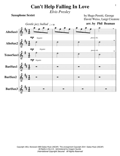 Can't Help Falling In Love (arr. Phil Beaman)