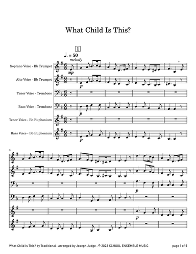 What Child Is This for Brass Quartet in Schools (arr. Joseph Judge)