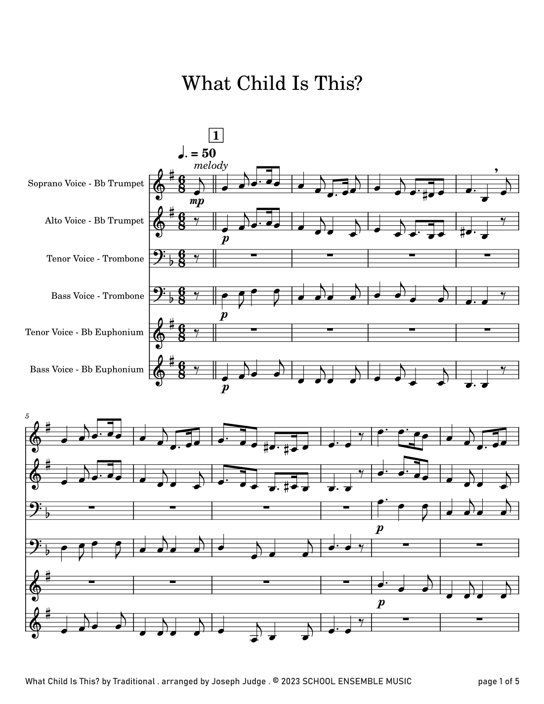 What Child Is This for Brass Quartet in Schools (arr. Joseph Judge)