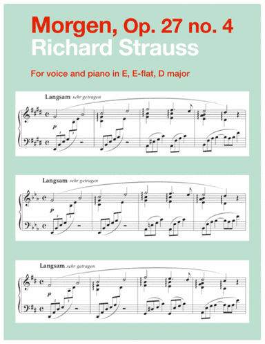 Morgen, Op. 27 no. 4 (in 3 low keys: E, E-flat, D major) (arr. Art Song Transpositions)