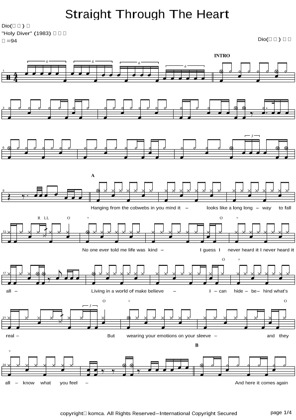 Straight Through The Heart (arr. COPYDRUM)