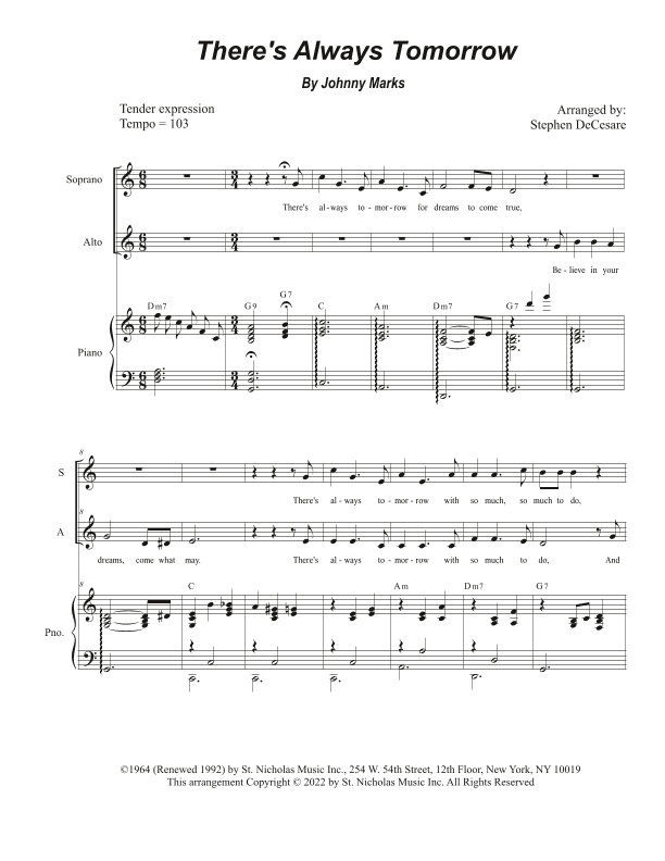 There's Always Tomorrow (arr. Stephen DeCesare)