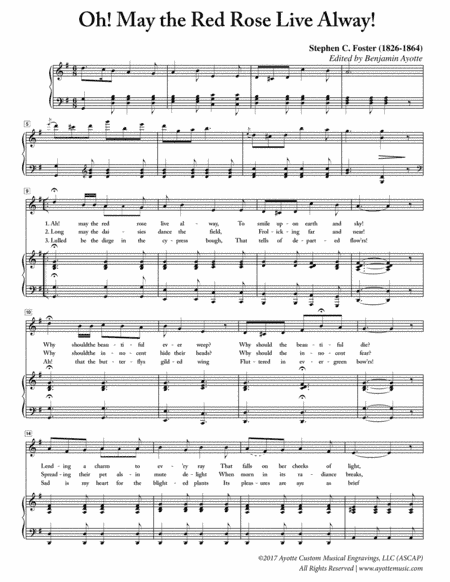 Stephen Foster - Ah May the Red Rose Live Alway (arr. Benjamin Ayotte)
