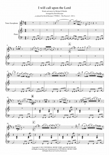 I Will Call Upon The Lord (arr. David Kocijan)