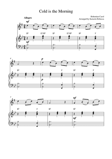 Cold is the morning (for alto saxophone solo and piano accompaniment) (arr. Kaiserin Rebecca)