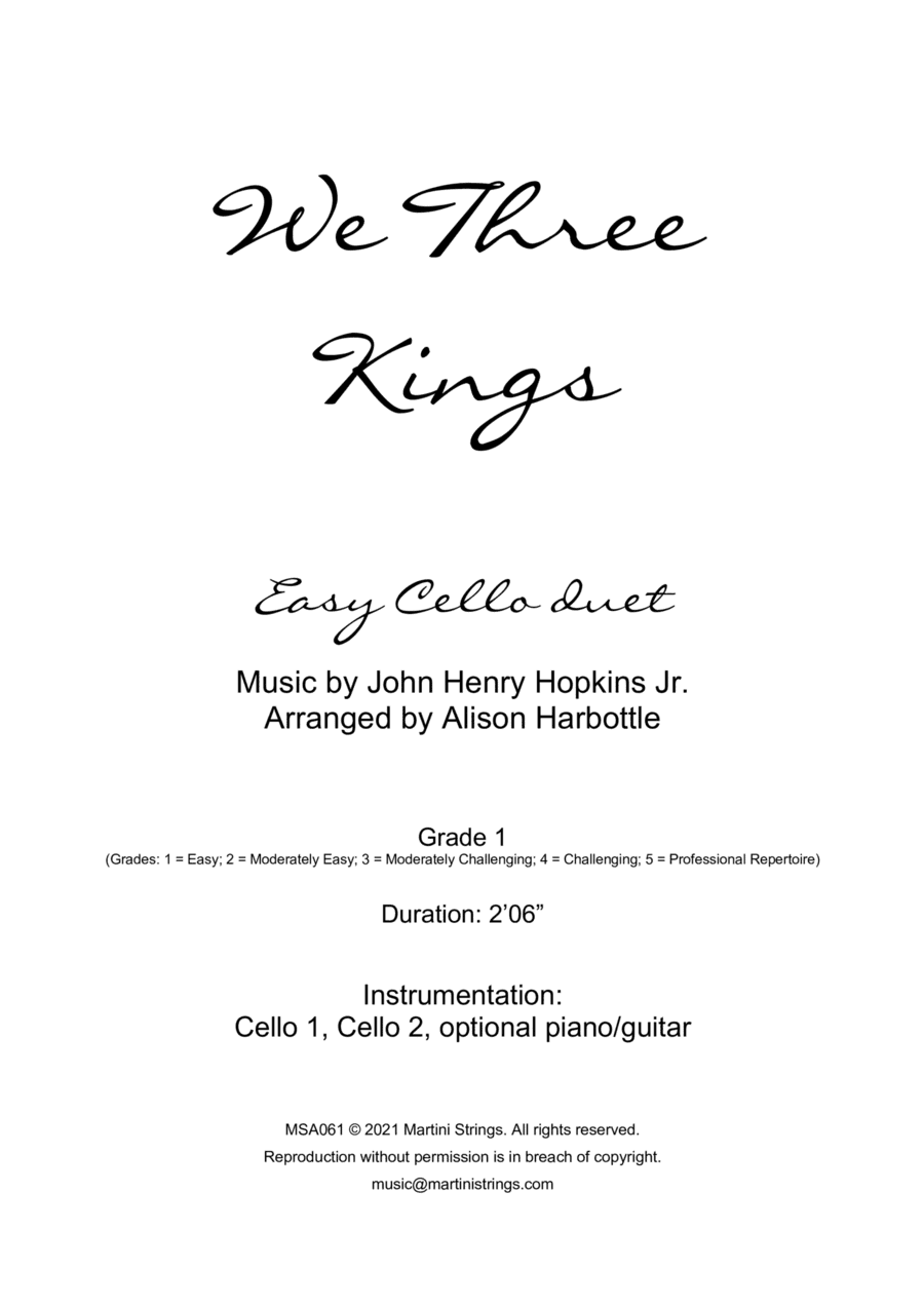 We Three Kings - easy cello duet (arr. Alison Harbottle)