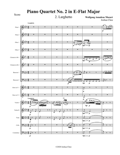 Piano Quartet No. 2 in E-Flat Major, Movement 2 (arr. Joshua Choe)