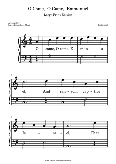 O Come, O Come, Emmanuel Large Print Easy Piano (arr. Large Print Sheet Music)