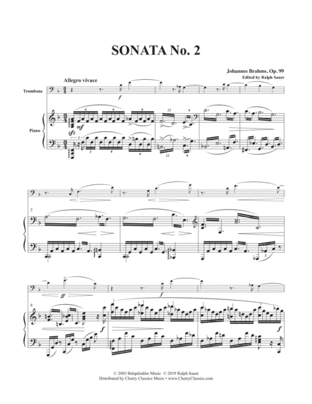 Sonata No. 2 in F, Op. 99 for Trombone and Piano (arr. Ralph Sauer)