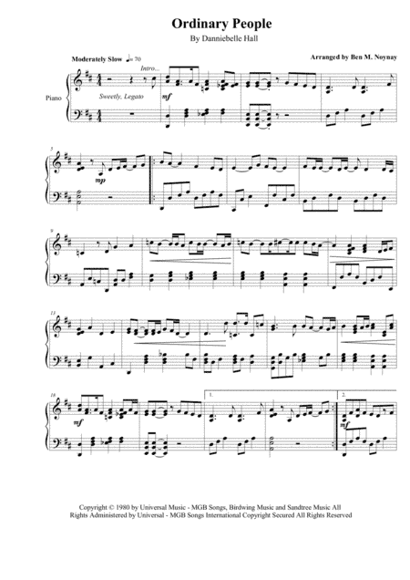 Ordinary People (arr. Ben M. Noynay)