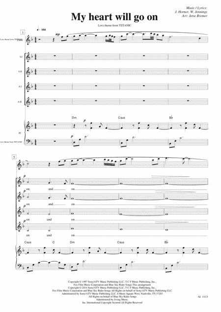 My Heart Will Go On (love Theme From 'titanic') (arr. Jetse Bremer)