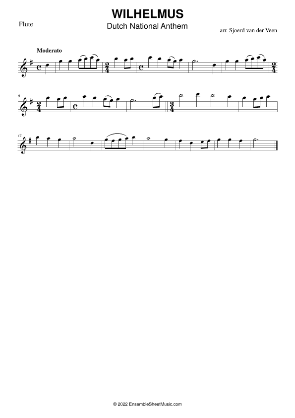 Wilhelmus | Dutch National Anthem (arr. Sjoerd van der Veen)