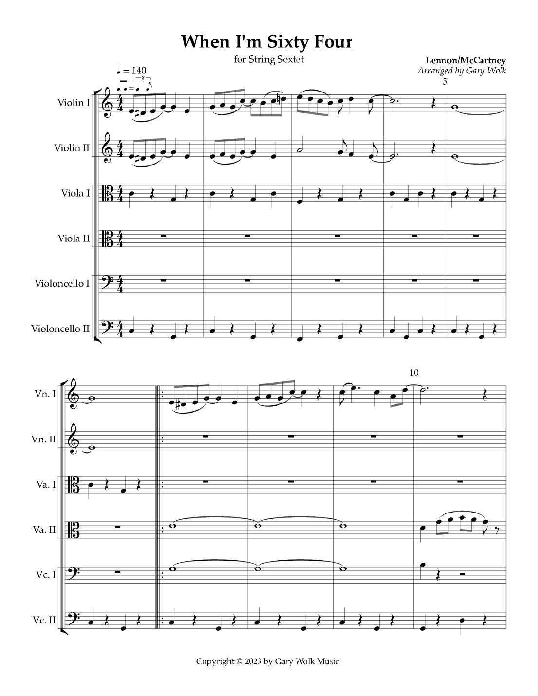 When I'm Sixty-four (arr. Gary Wolk)