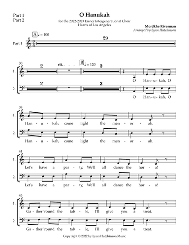 O Hanukkah (VOCAL parts/OCTAVO) (arr. Lynn Hutchinson)