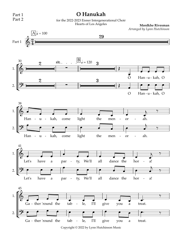 O Hanukkah (VOCAL parts/OCTAVO) (arr. Lynn Hutchinson)