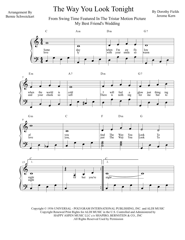 The Way You Look Tonight (arr. Bernie Schweickart)