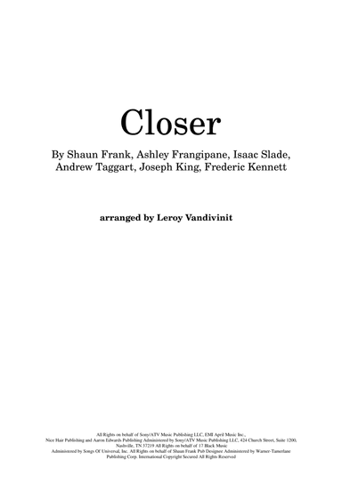 Closer (arr. Leroy Vandivinit)