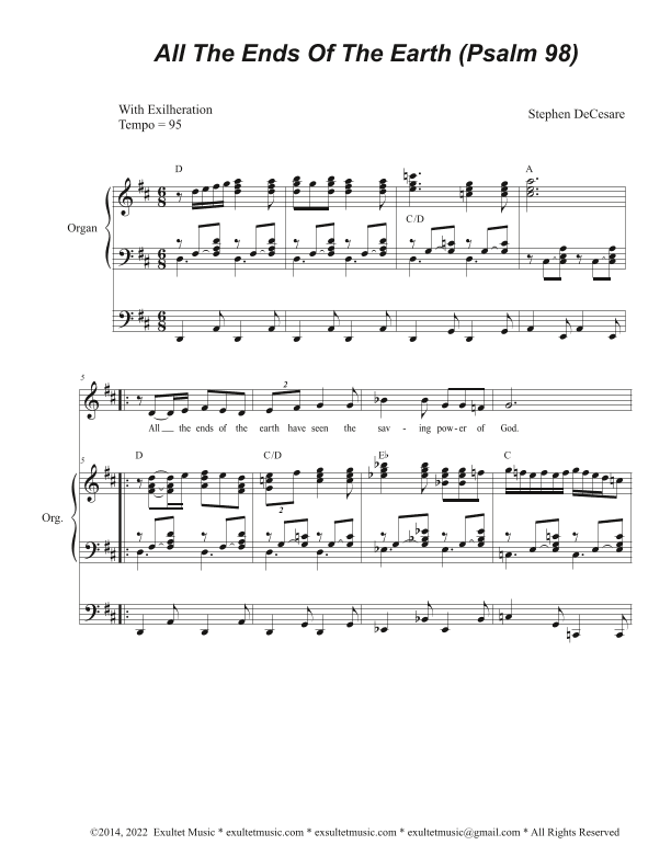 All The Ends Of The Earth (Psalm 98) (Unison choir)