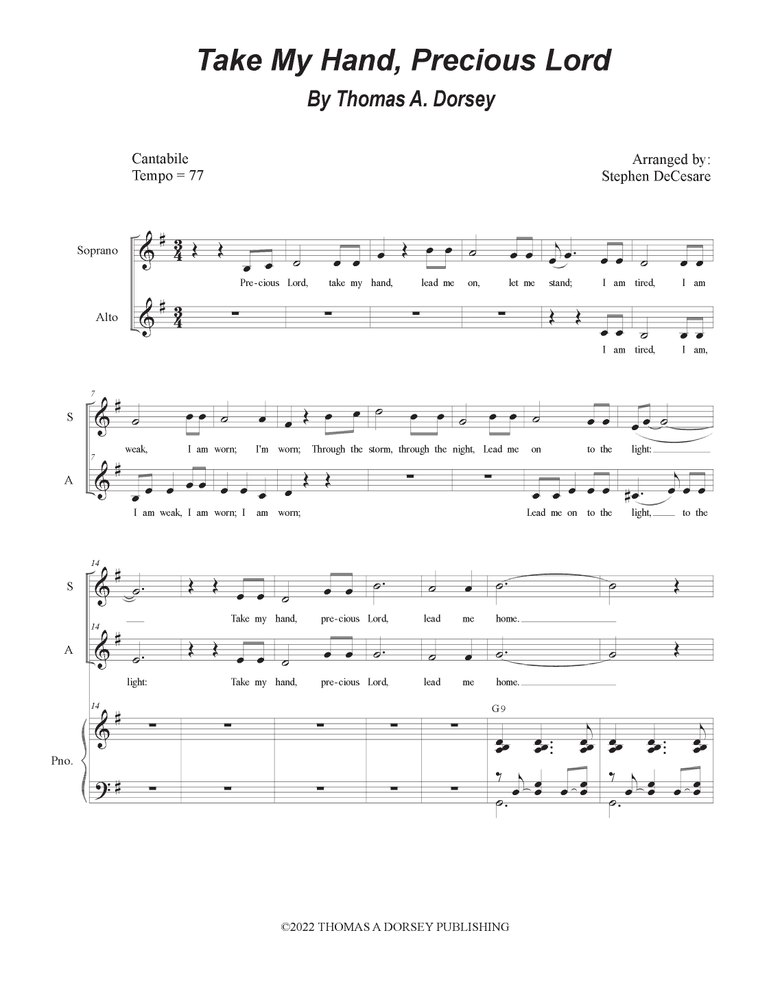 Take My Hand, Precious Lord (arr. Stephen DeCesare)