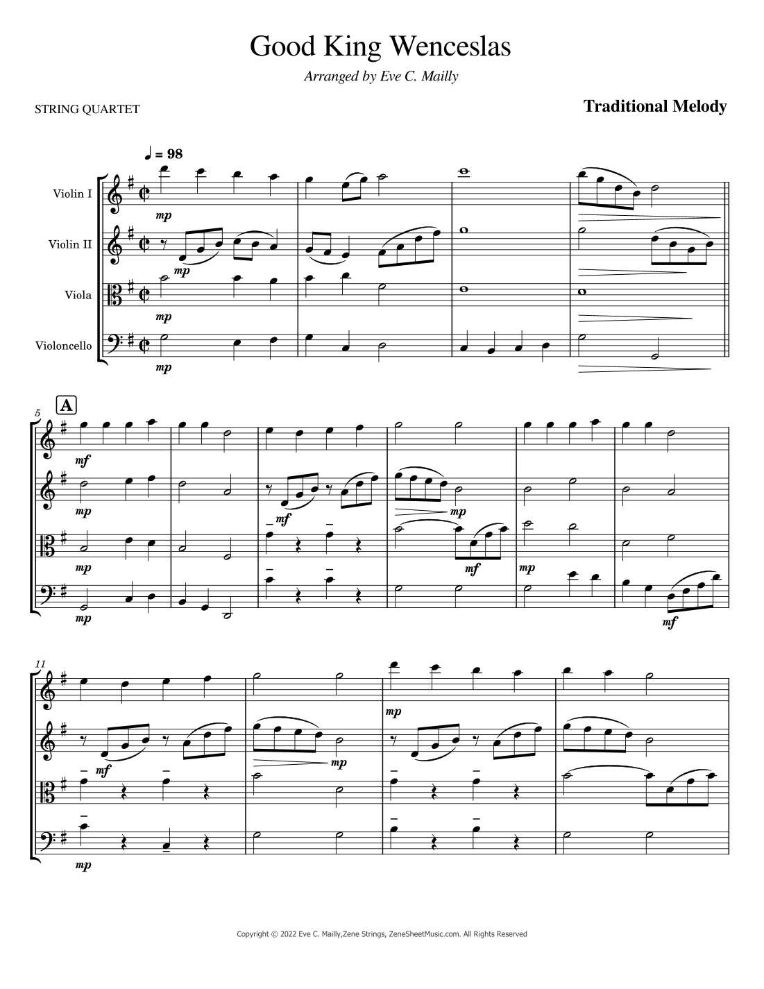 Good King Wenceslas (arr. Eve C. Mailly - Zene Strings)