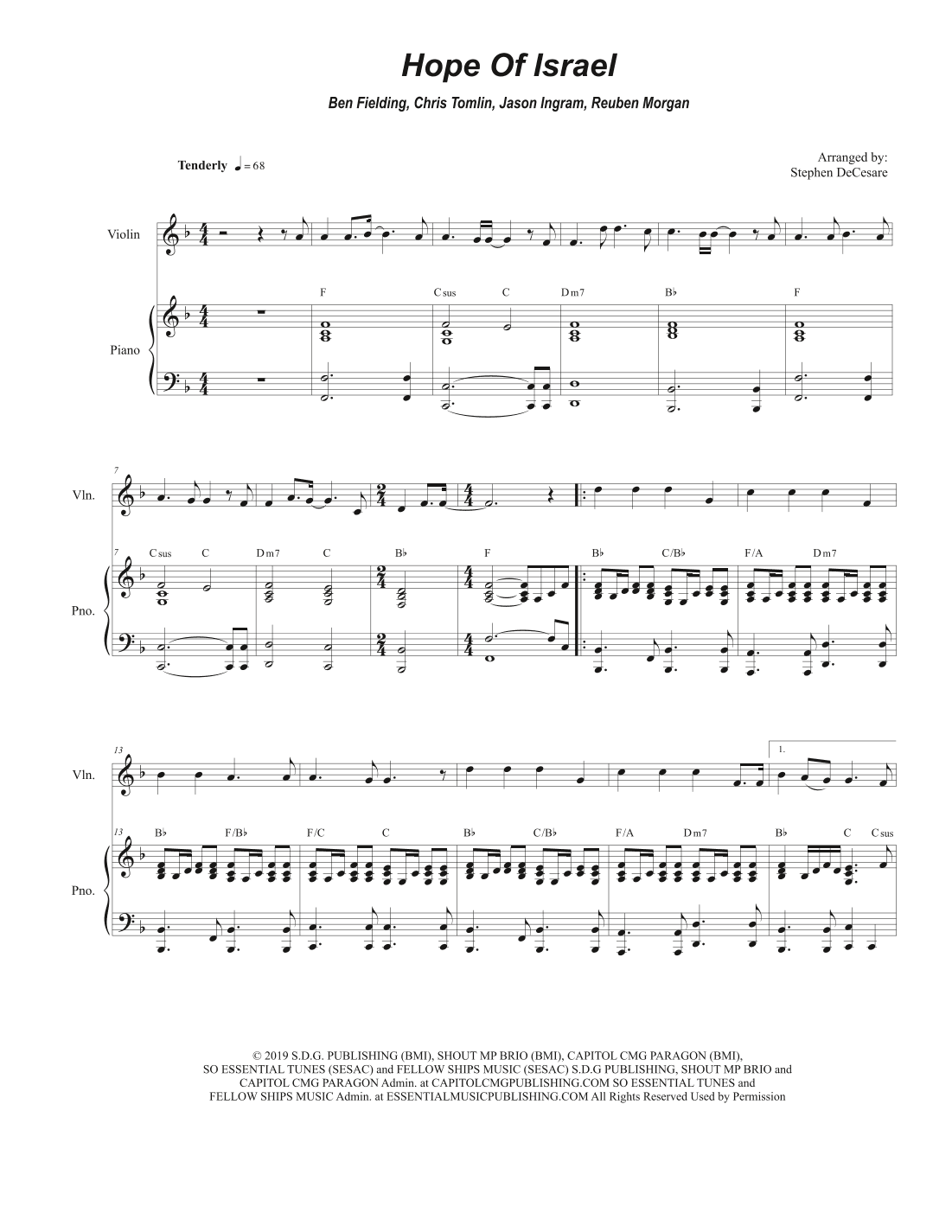 Hope Of Israel (arr. Stephen DeCesare)
