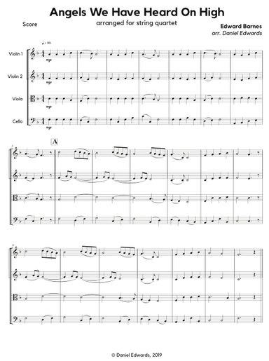 Angels We Have Heard on High - String quartet/quintet/orchestra (arr. Dan Edwards)