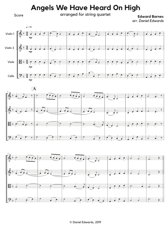 Angels We Have Heard on High - String quartet/quintet/orchestra (arr. Dan Edwards)