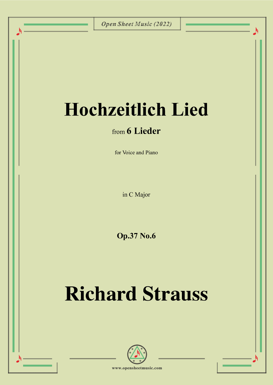 Richard Strauss-Hochzeitlich Lied,in C Major (arr. OSM Press)