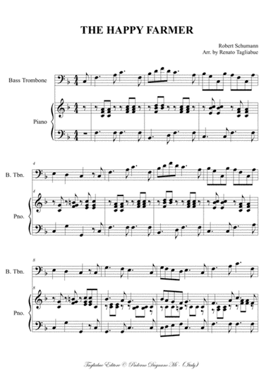 THE HAPPY FARMER - Schumann - For Bass Trombone and Piano (arr. R. Tagliabue)