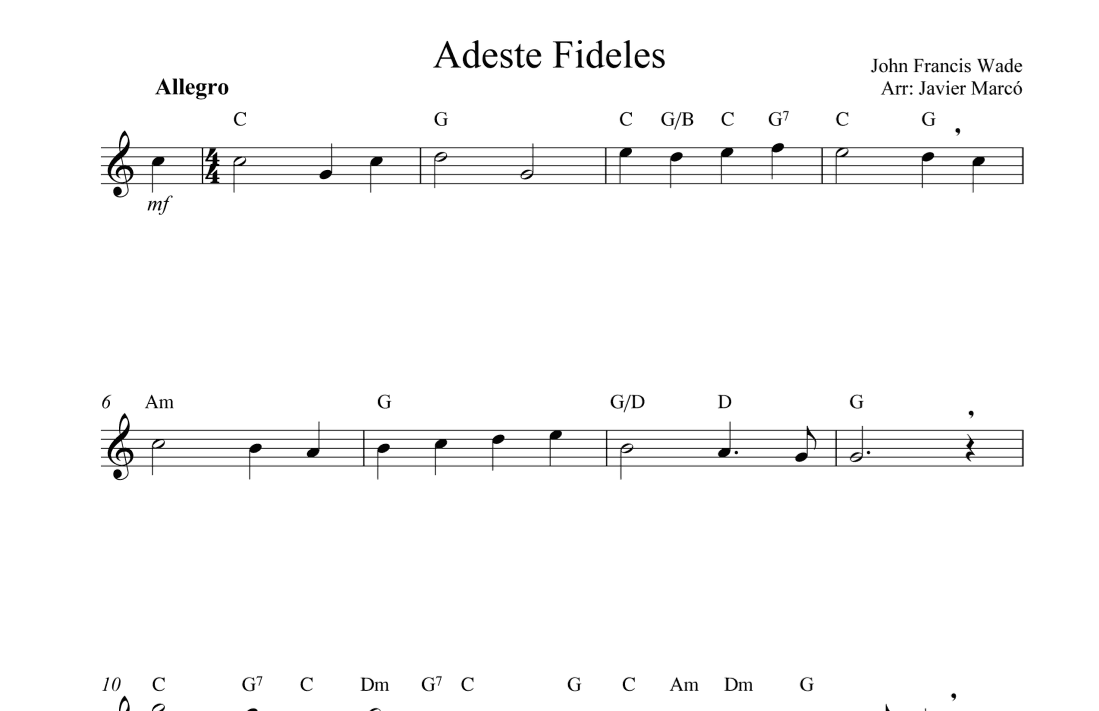 Christmas Carols for Alto Recorder: Adestes Fideles (arr. Javier Marccó)