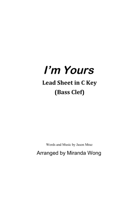 I'm Yours (arr. Miranda Wong)