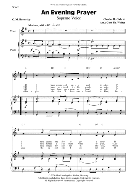 An Evening Prayer (arr. Gert Th. Walter)