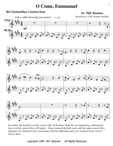 O Come, Emmanuel - jazz clarinet and bass clarinet
