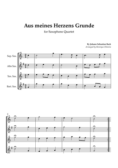 Bach's Choral - "Aus meines Herzens Grunde" (Saxophone Quartet) (arr. Henrique Oliveira)