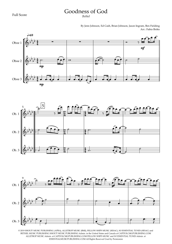 Goodness Of God (arr. Fabio Britto)